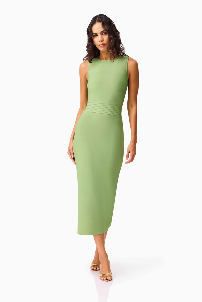 Seraphina Fitted Midi Dress in Green