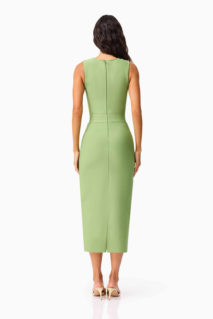 Seraphina Fitted Midi Dress in Green