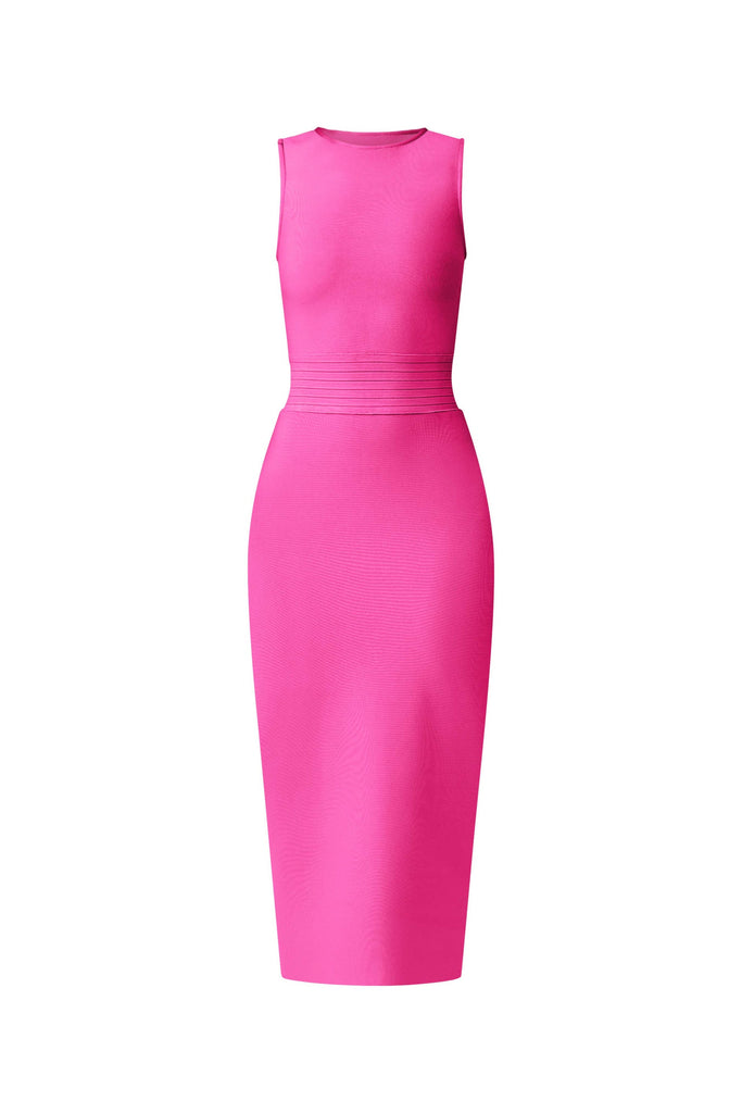 Seraphina Fitted Midi Dress in Pink