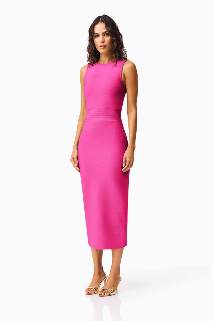 Seraphina Fitted Midi Dress in Pink
