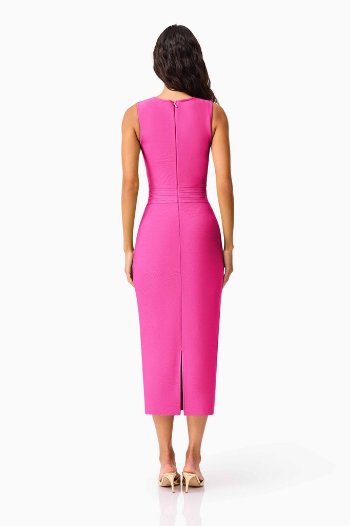 Seraphina Fitted Midi Dress in Pink