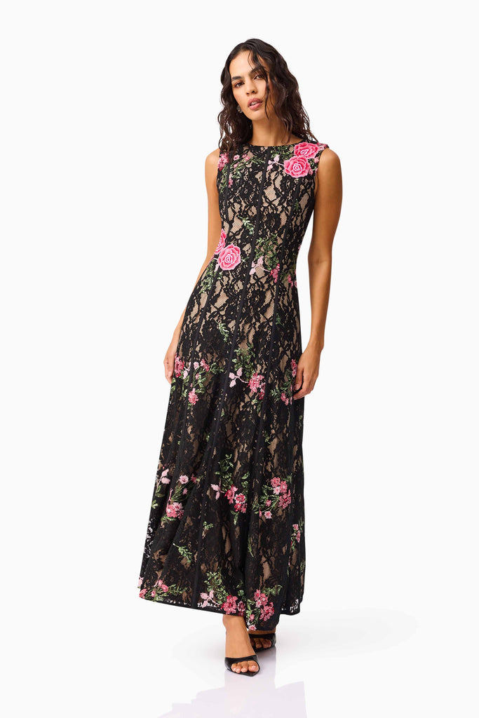 Morgaine Lace Gown in Black