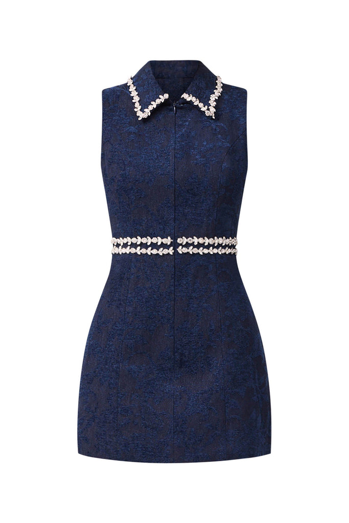 Melody Jacquard Mini Dress in Blue