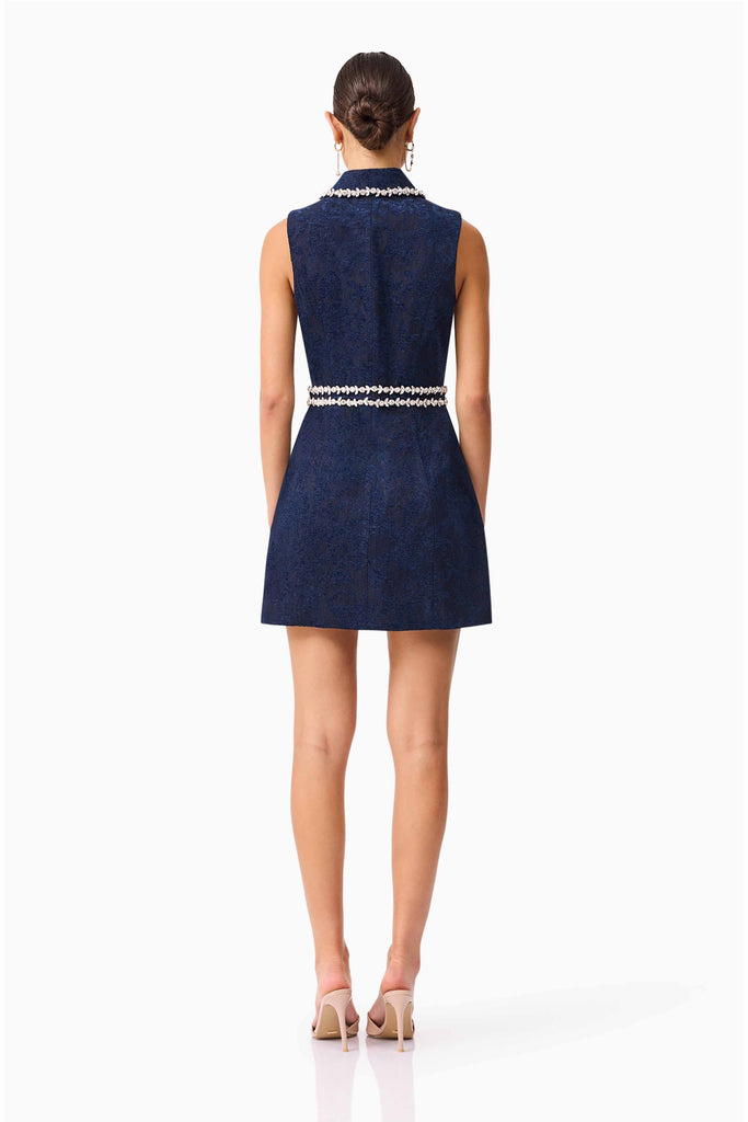 Melody Jacquard Mini Dress in Blue