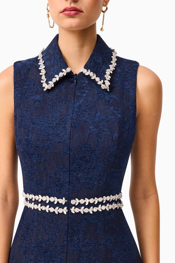 Melody Jacquard Mini Dress in Blue