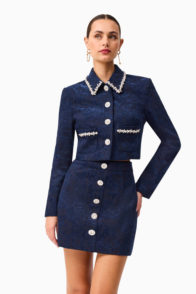 Melody Jacquard Top & Skirt Set in Blue