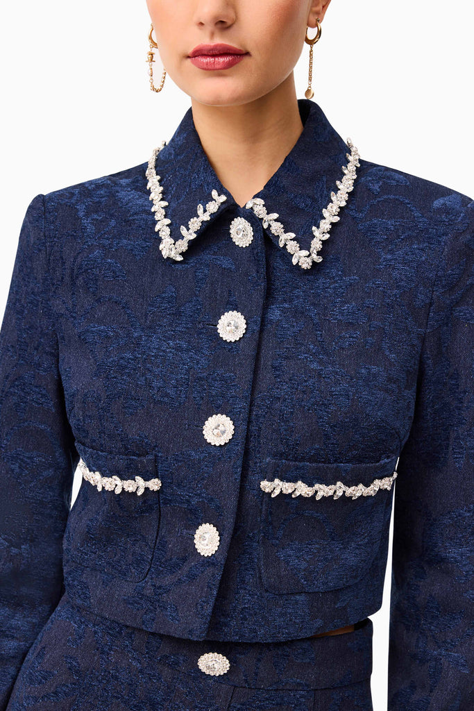 Melody Jacquard Top & Skirt Set in Blue