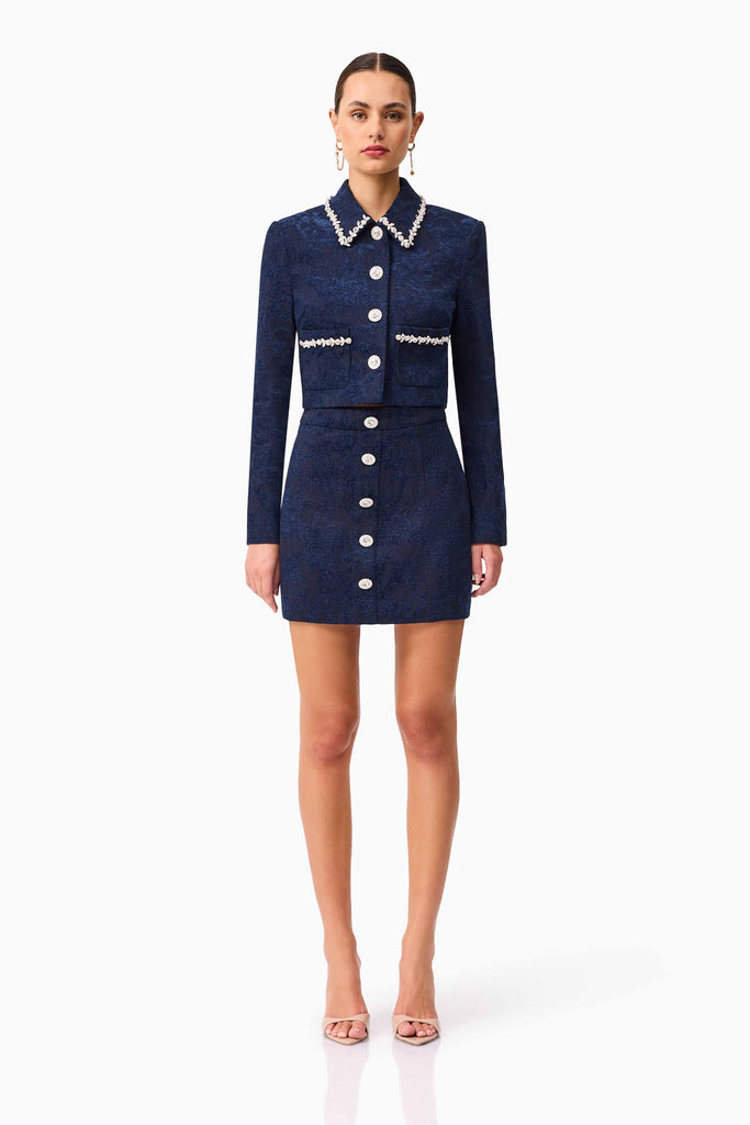 Melody Jacquard Top & Skirt Set in Blue