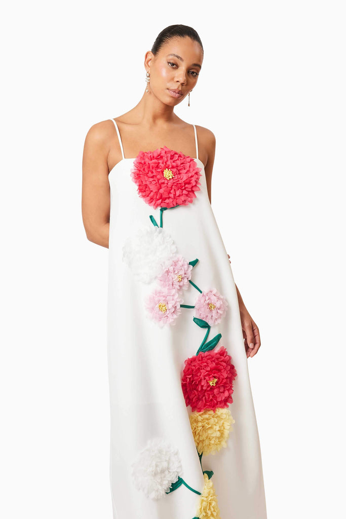 Buttercup Embroidered Maxi Dress in White