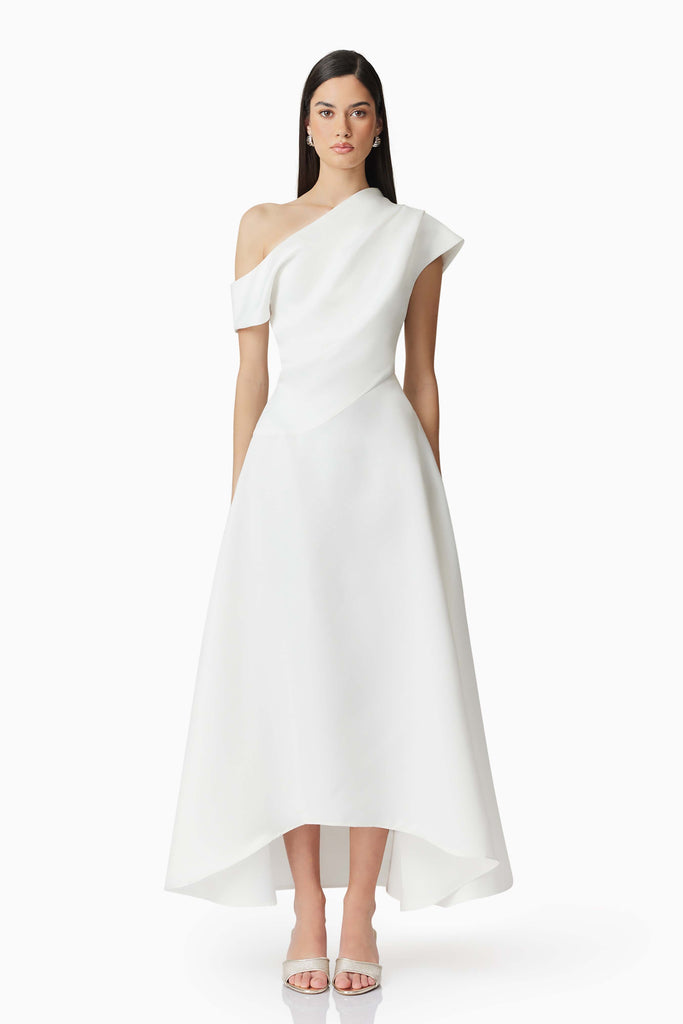 Marissa One Shoulder Gown in White