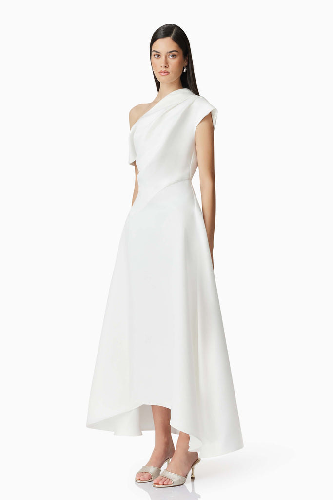 Marissa One Shoulder Gown in White