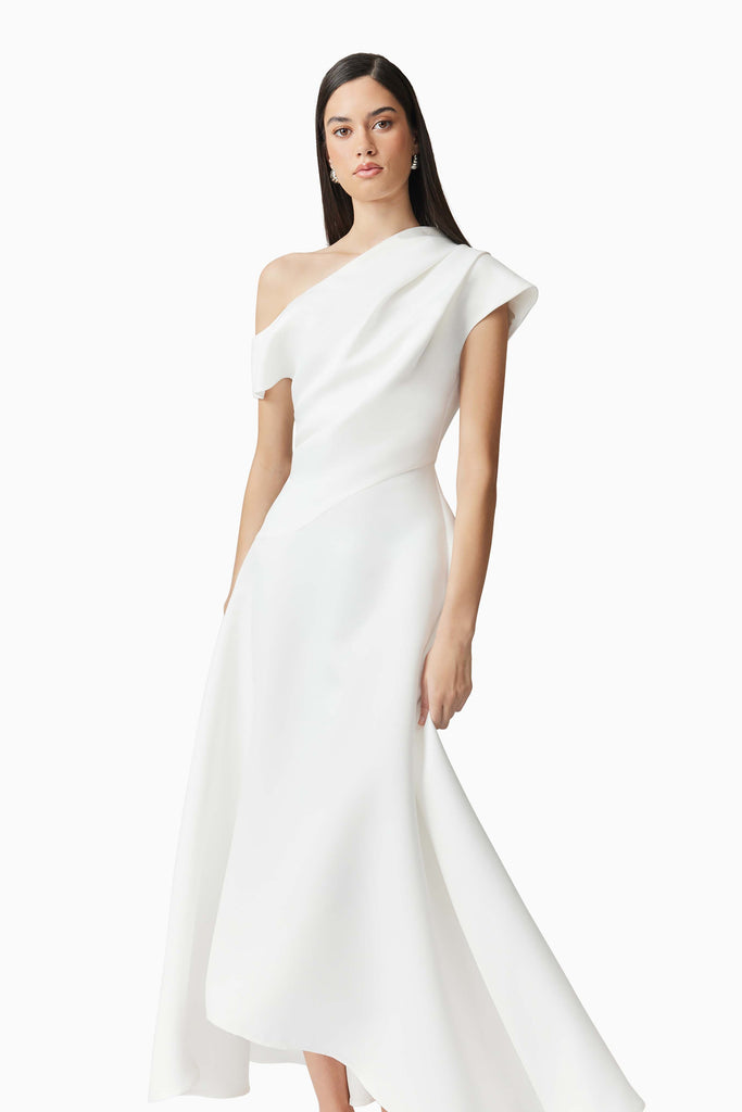 Marissa One Shoulder Gown in White