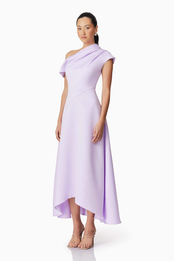 Marissa One Shoulder Gown in Purple
