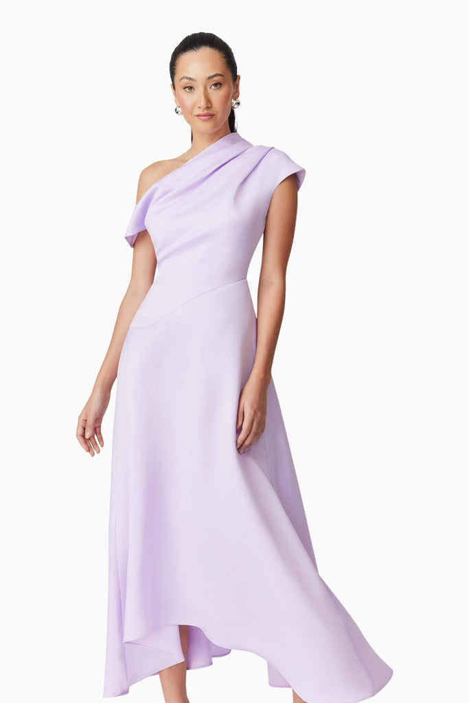 Marissa One Shoulder Gown in Purple