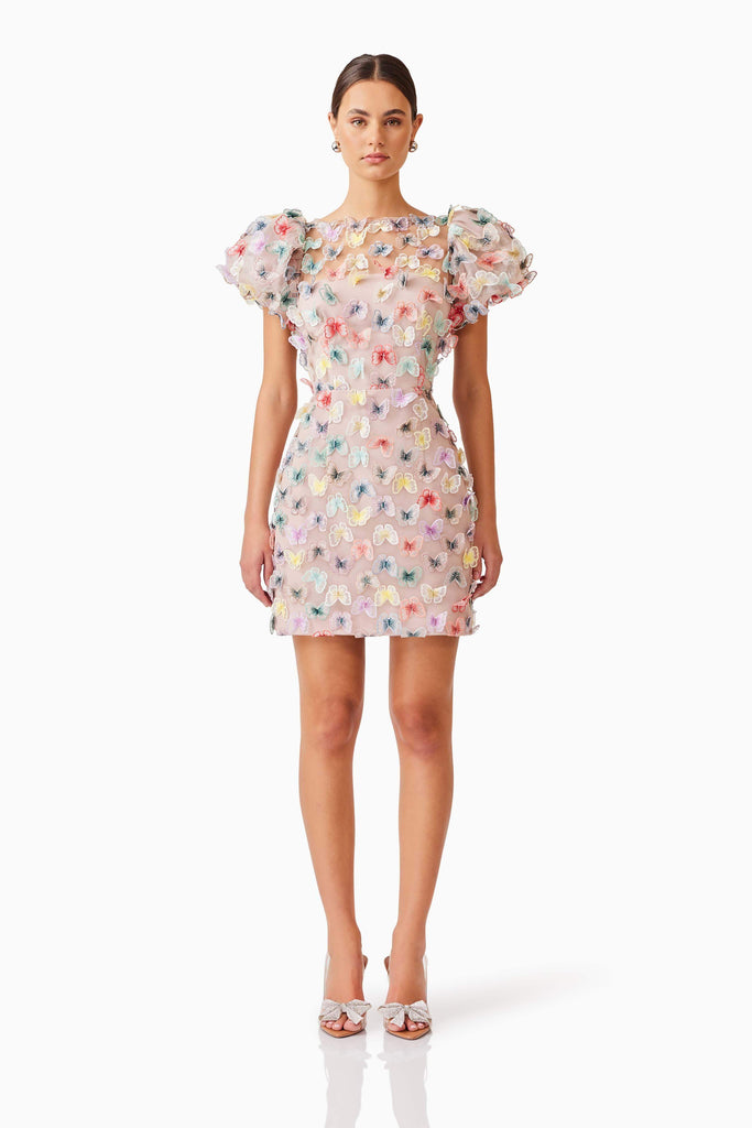 Aviva Puff Sleeve Mini Dress in Pink