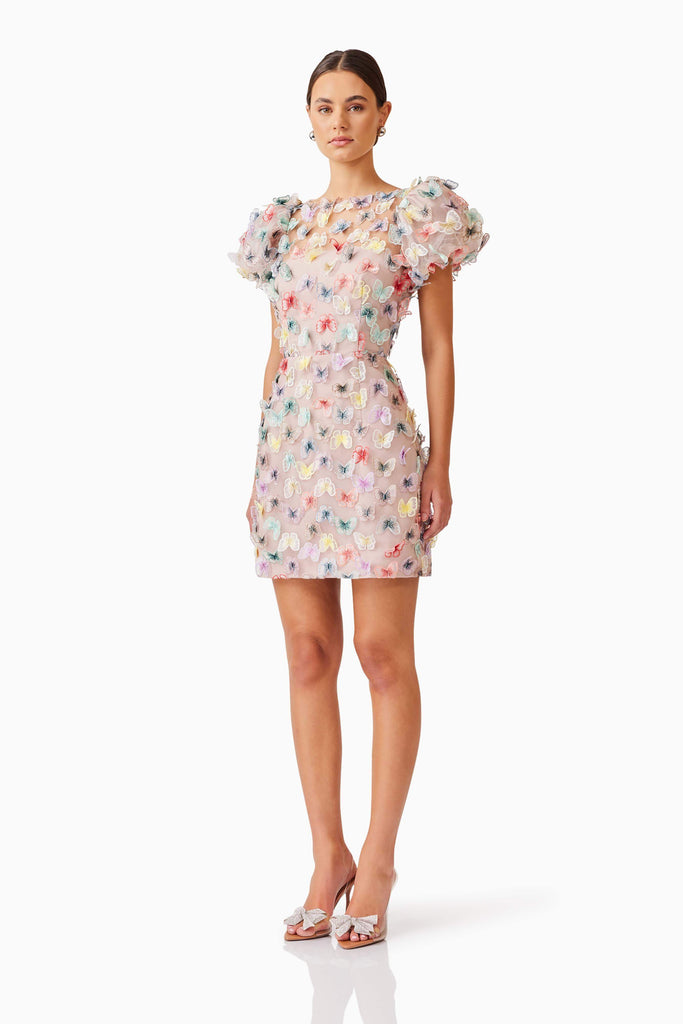 Aviva Puff Sleeve Mini Dress in Pink