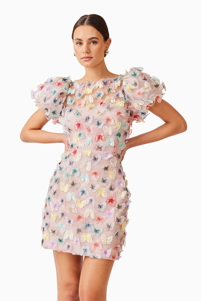 Aviva Puff Sleeve Mini Dress in Pink