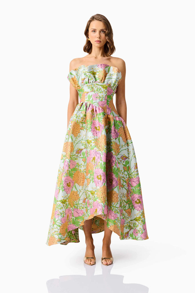 Laurel Sleeveless Maxi Dress in Green Floral