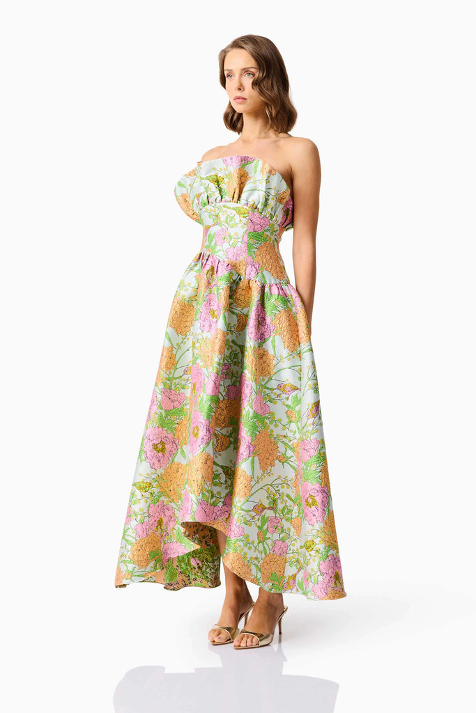 Laurel Sleeveless Maxi Dress in Green Floral