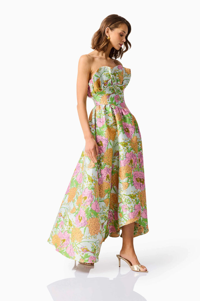 Laurel Sleeveless Maxi Dress in Green Floral