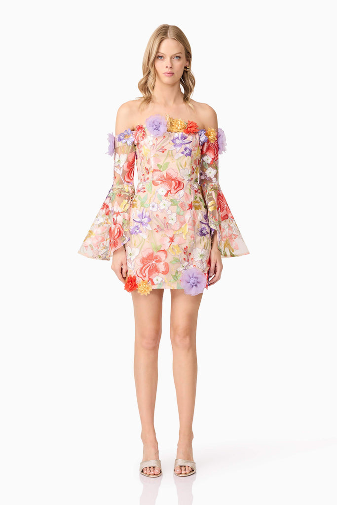 Sophie Off The Shoulder Mini Dress in Floral