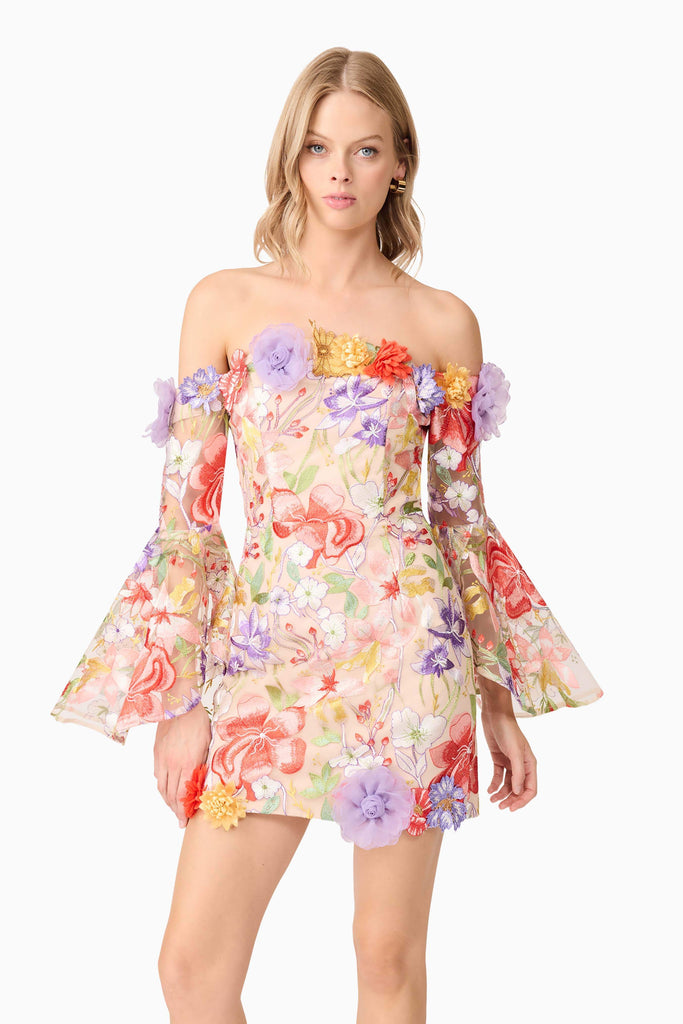 Sophie Off The Shoulder Mini Dress in Floral