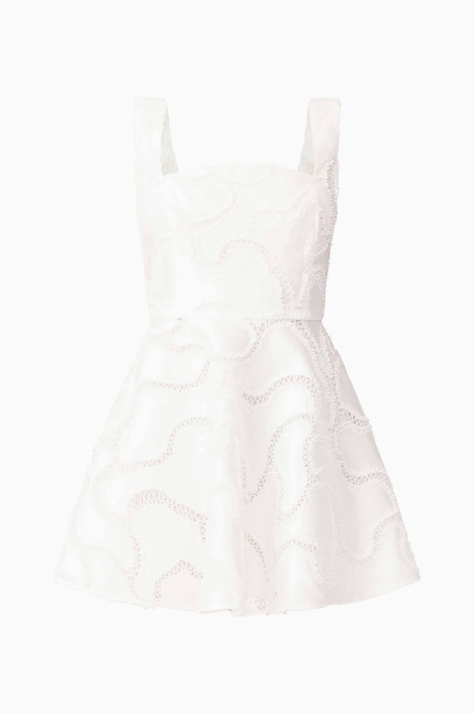 Elara Beaded Mini Dress in White