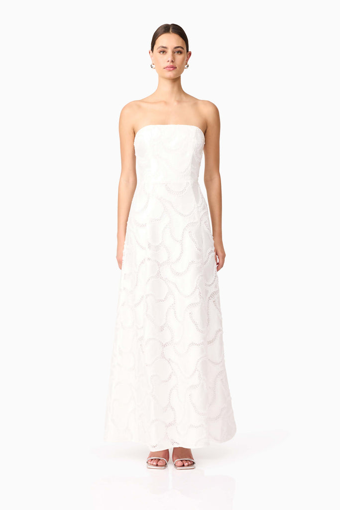 Elara Beaded Gown in White