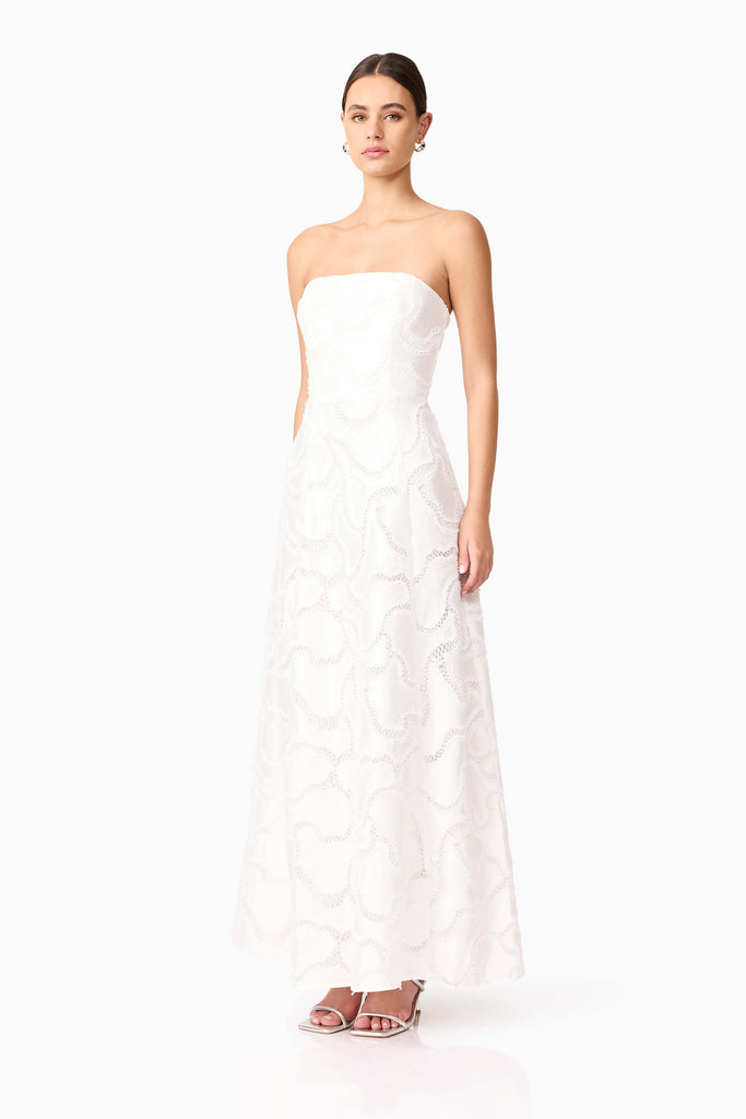 Elara Beaded Gown in White