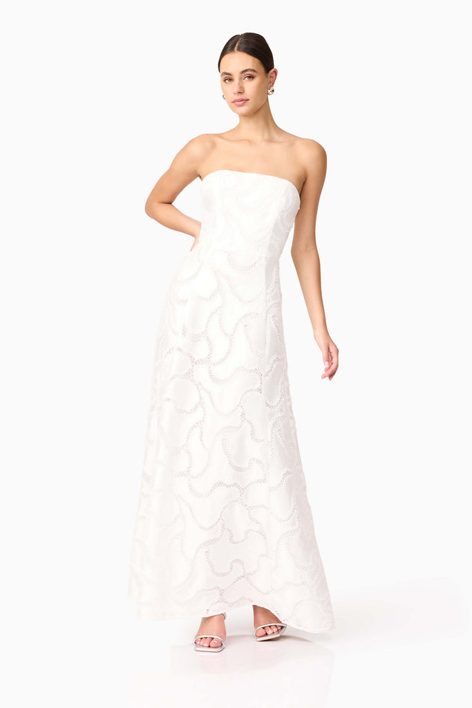 Elara Beaded Gown in White