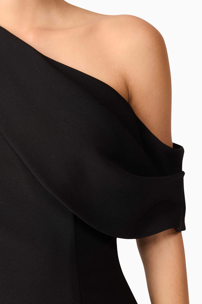 Ava Asymmetrical Mini Dress in Black