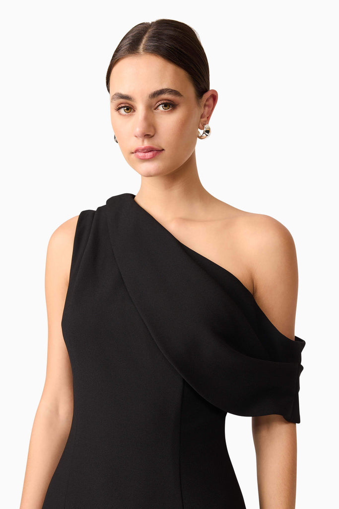 Ava Asymmetrical Mini Dress in Black