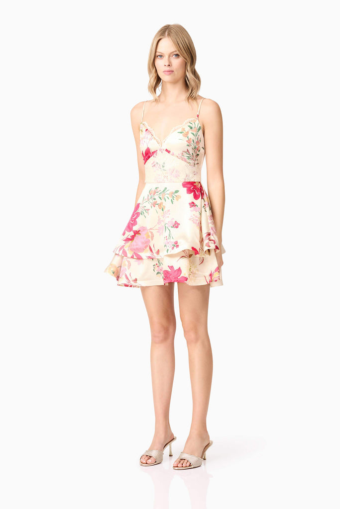 Rosalina Tiered Mini Dress in Floral