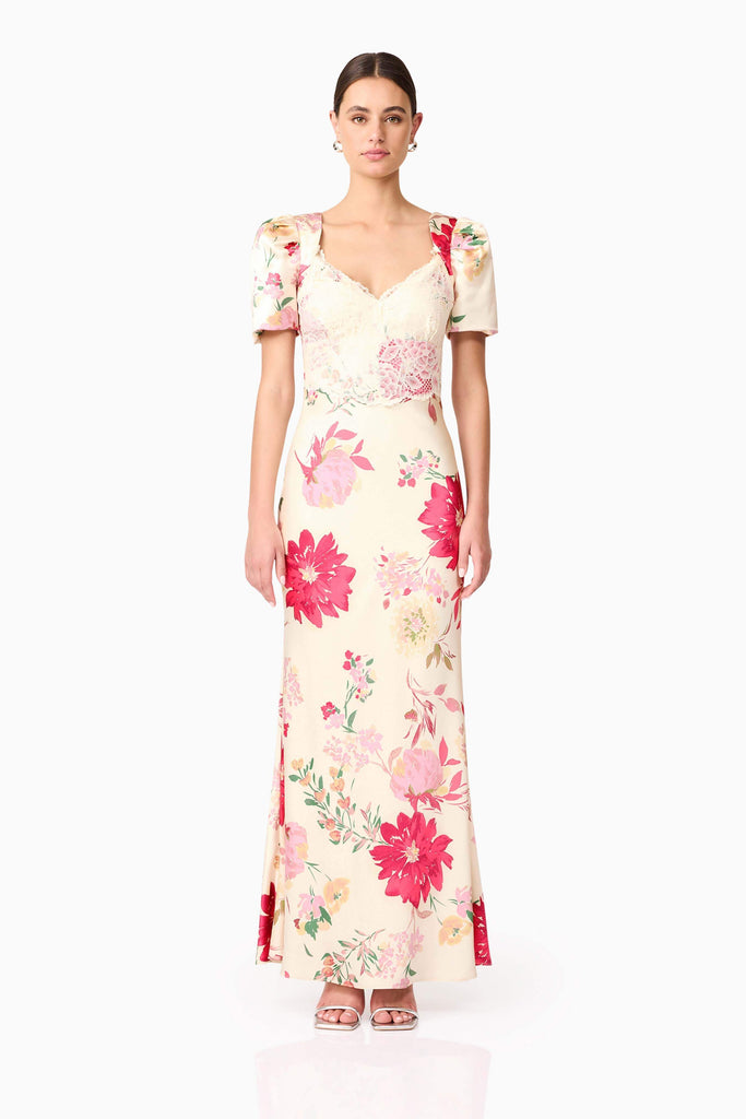 Rosalina Puff Sleeve Maxi Dress in Floral