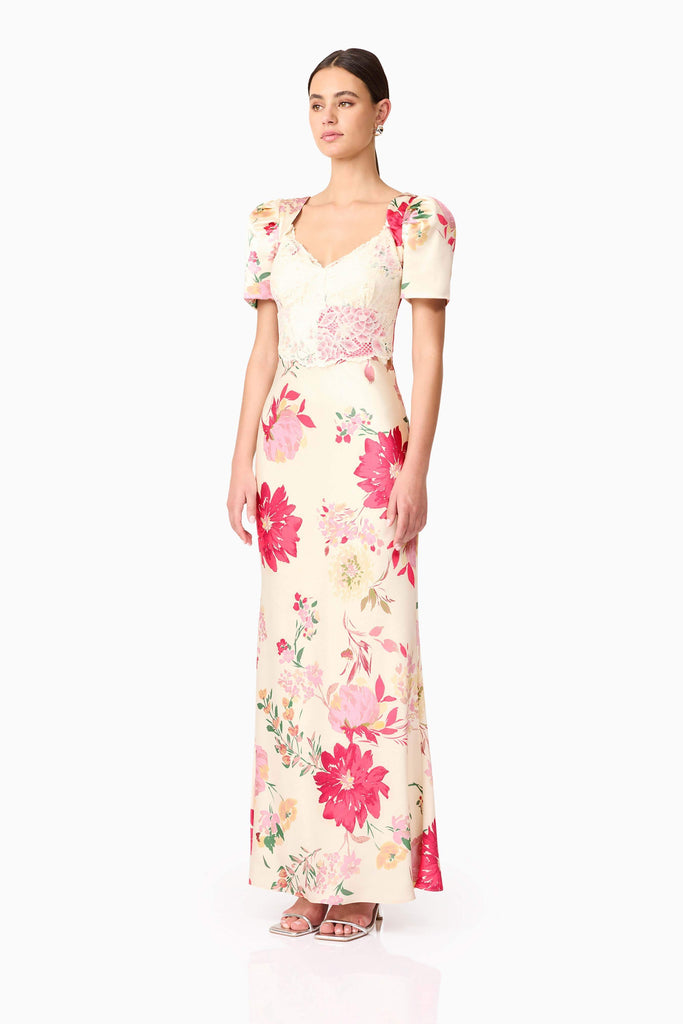 Rosalina Puff Sleeve Maxi Dress in Floral