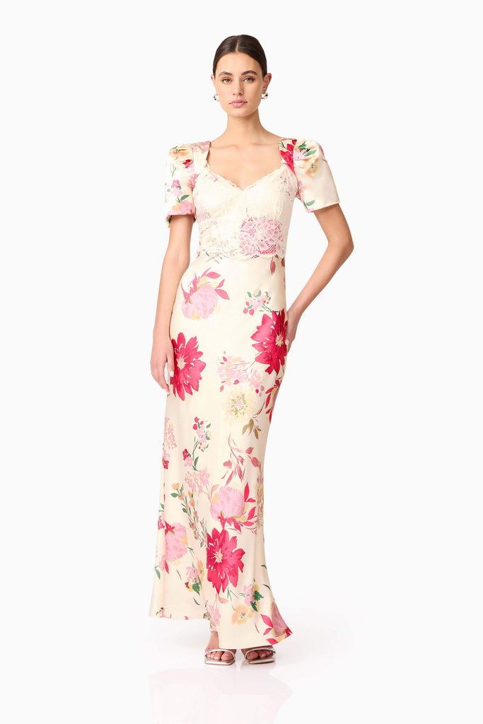 Rosalina Puff Sleeve Maxi Dress in Floral