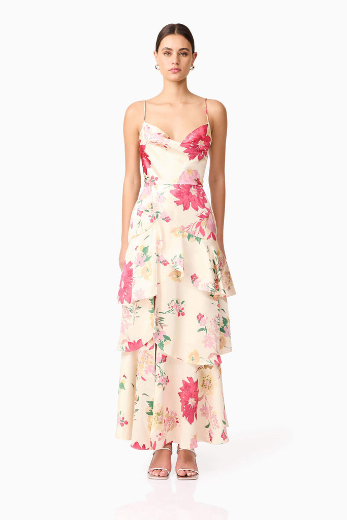 Rosalina Tiered Maxi Dress in Floral
