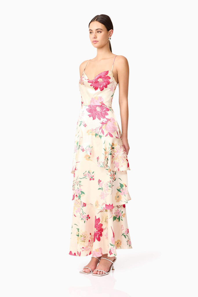 Rosalina Tiered Maxi Dress in Floral