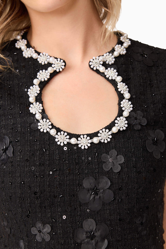 Ellouise Embellished Tweed Set in Black