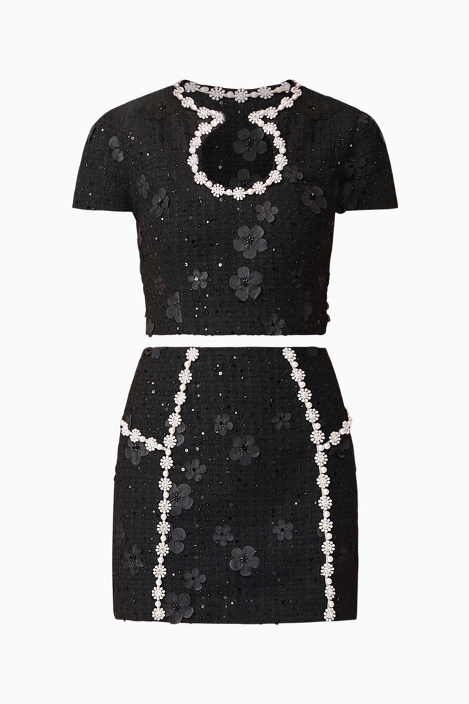 Ellouise Embellished Tweed Set in Black