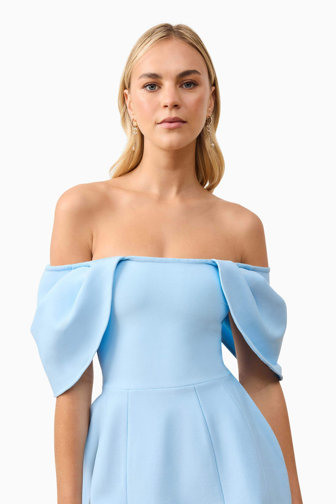 Fiona Off The Shoulder Mini Dress in Blue