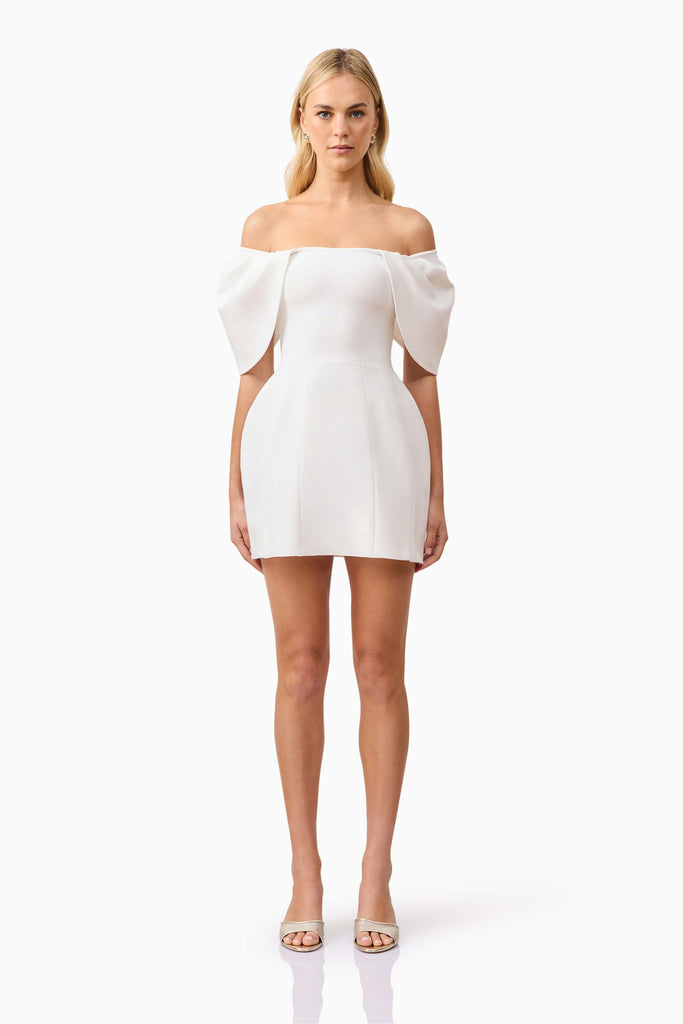 Fiona Off The Shoulder Mini Dress in White