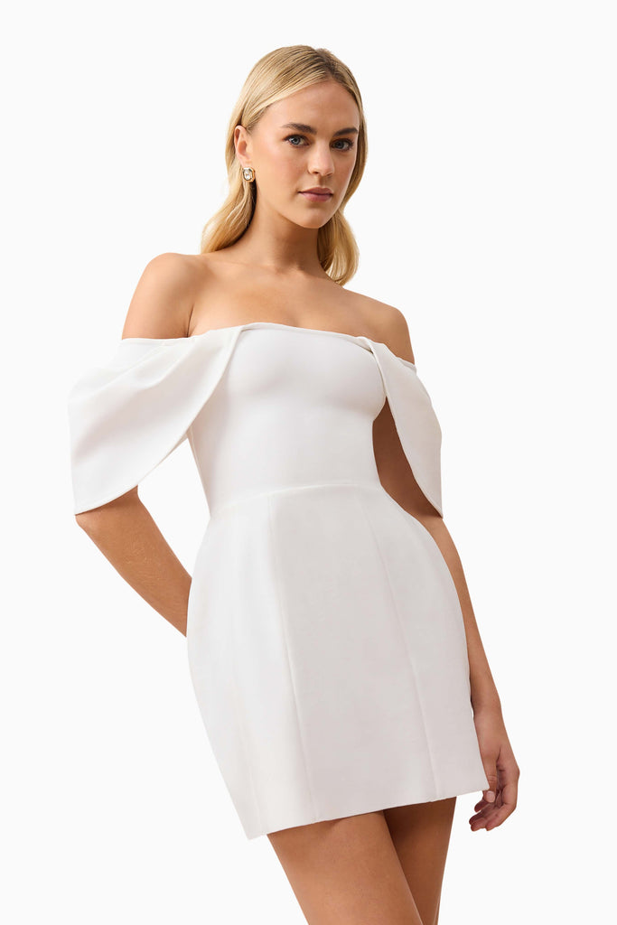 Fiona Off The Shoulder Mini Dress in White