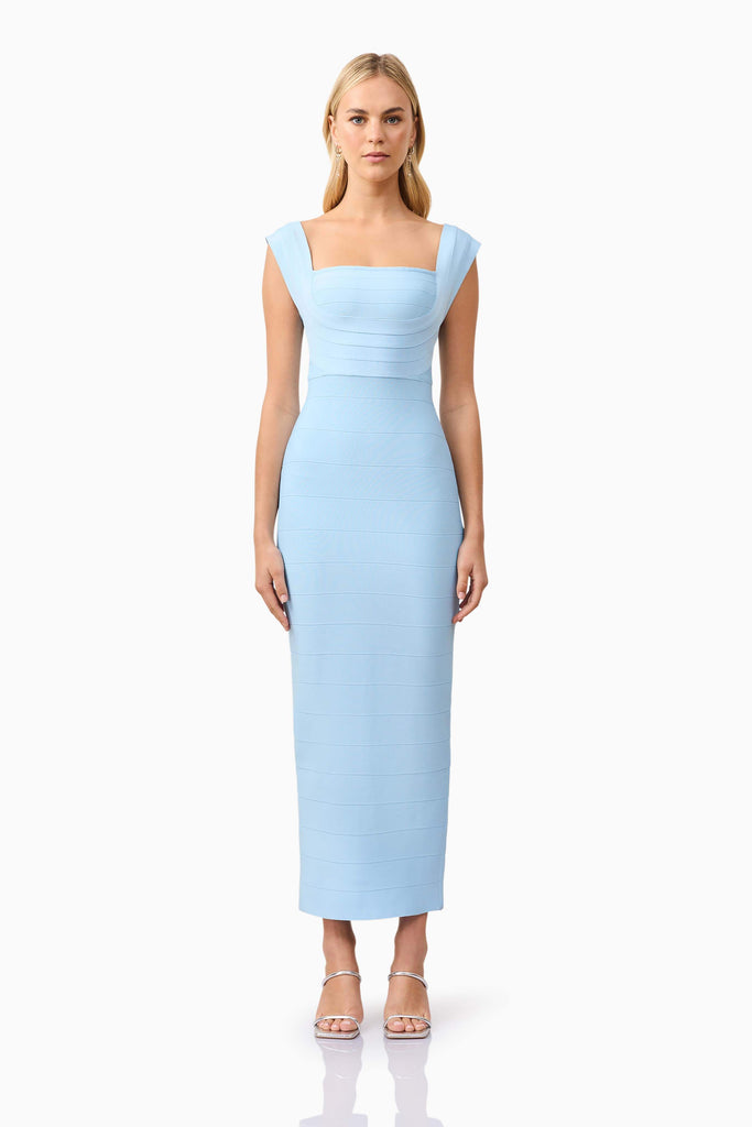 Fiona Fitted Maxi Dress in Blue