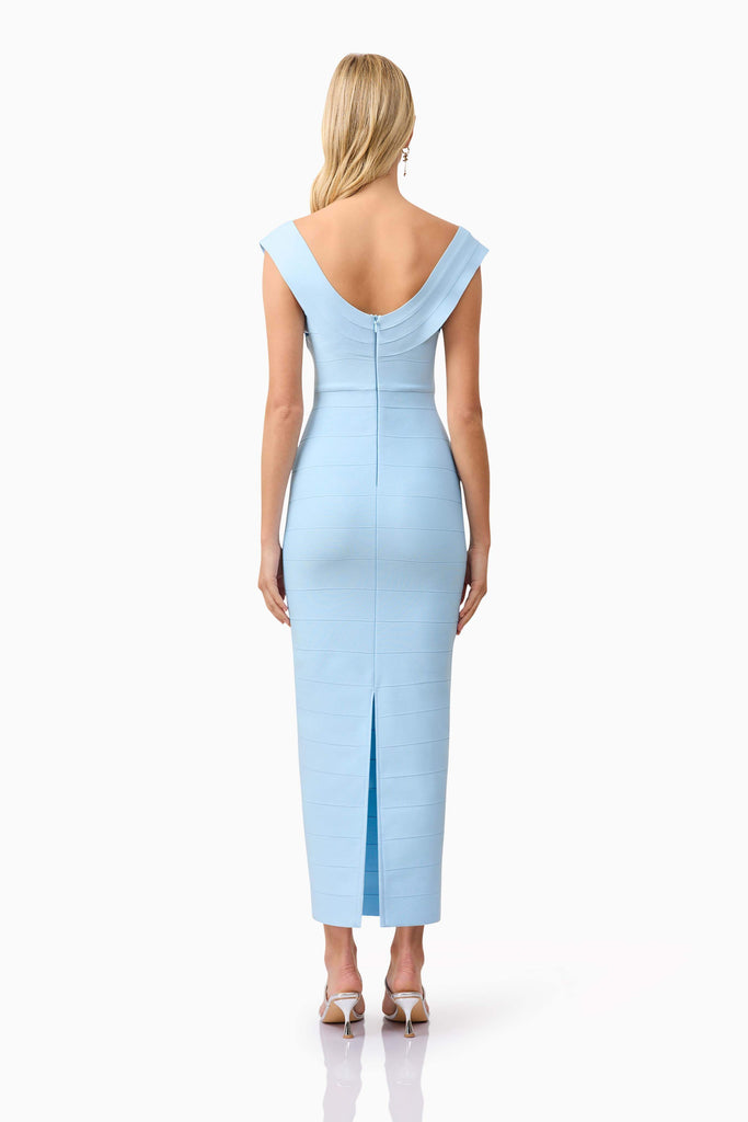 Fiona Fitted Maxi Dress in Blue