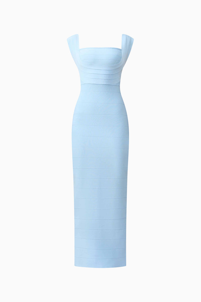 Fiona Fitted Maxi Dress in Blue
