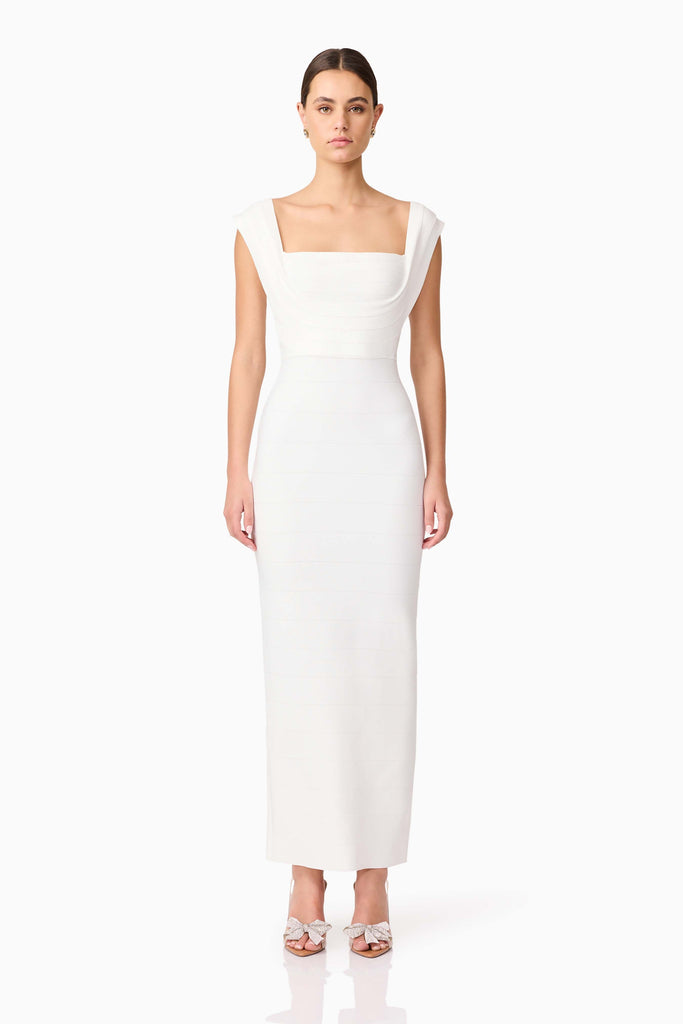 Fiona Fitted Maxi Dress in White
