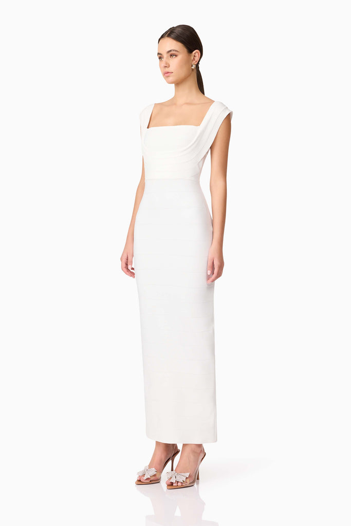 Fiona Fitted Maxi Dress in White