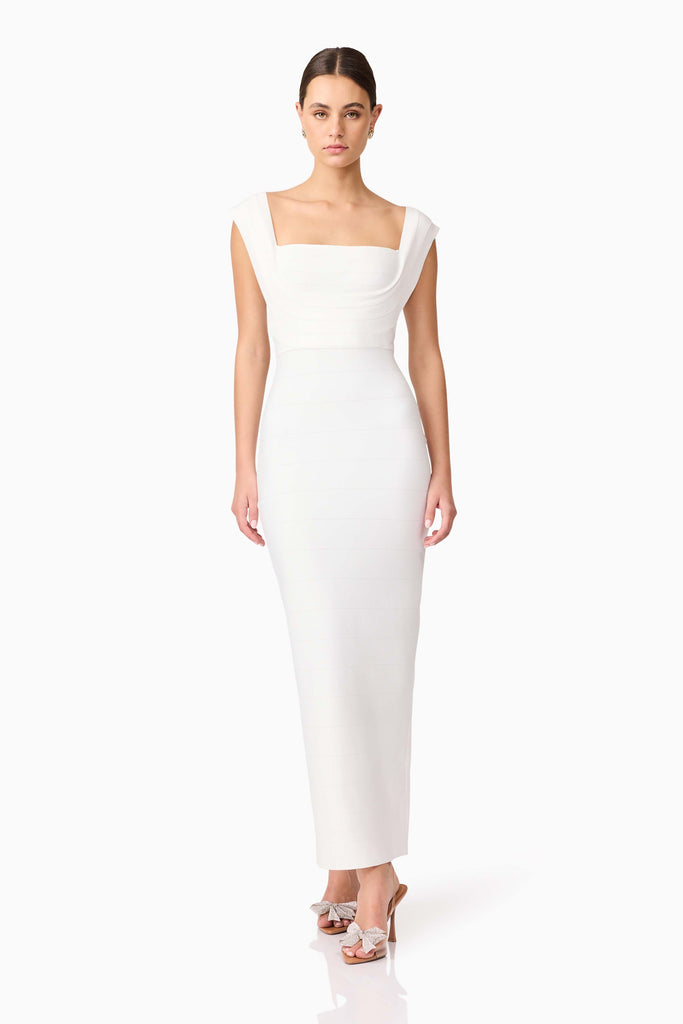 Fiona Fitted Maxi Dress in White