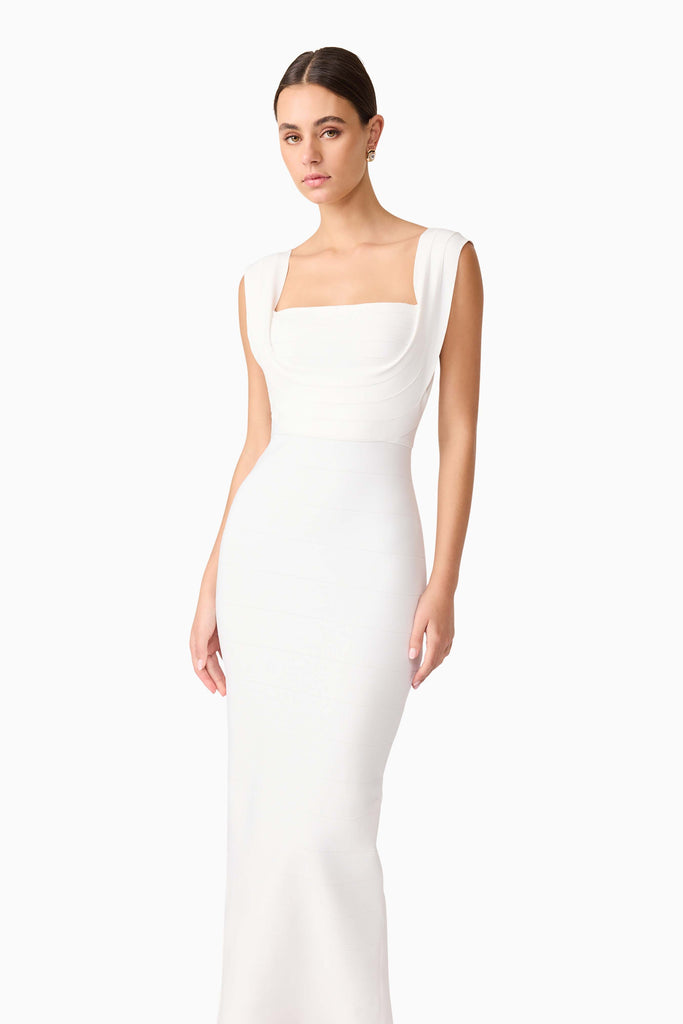 Fiona Fitted Maxi Dress in White